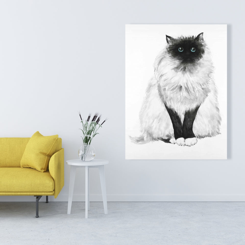 Blue Eyes Fluffy Siamese Cat Canvas | Minimalist Home Decor
