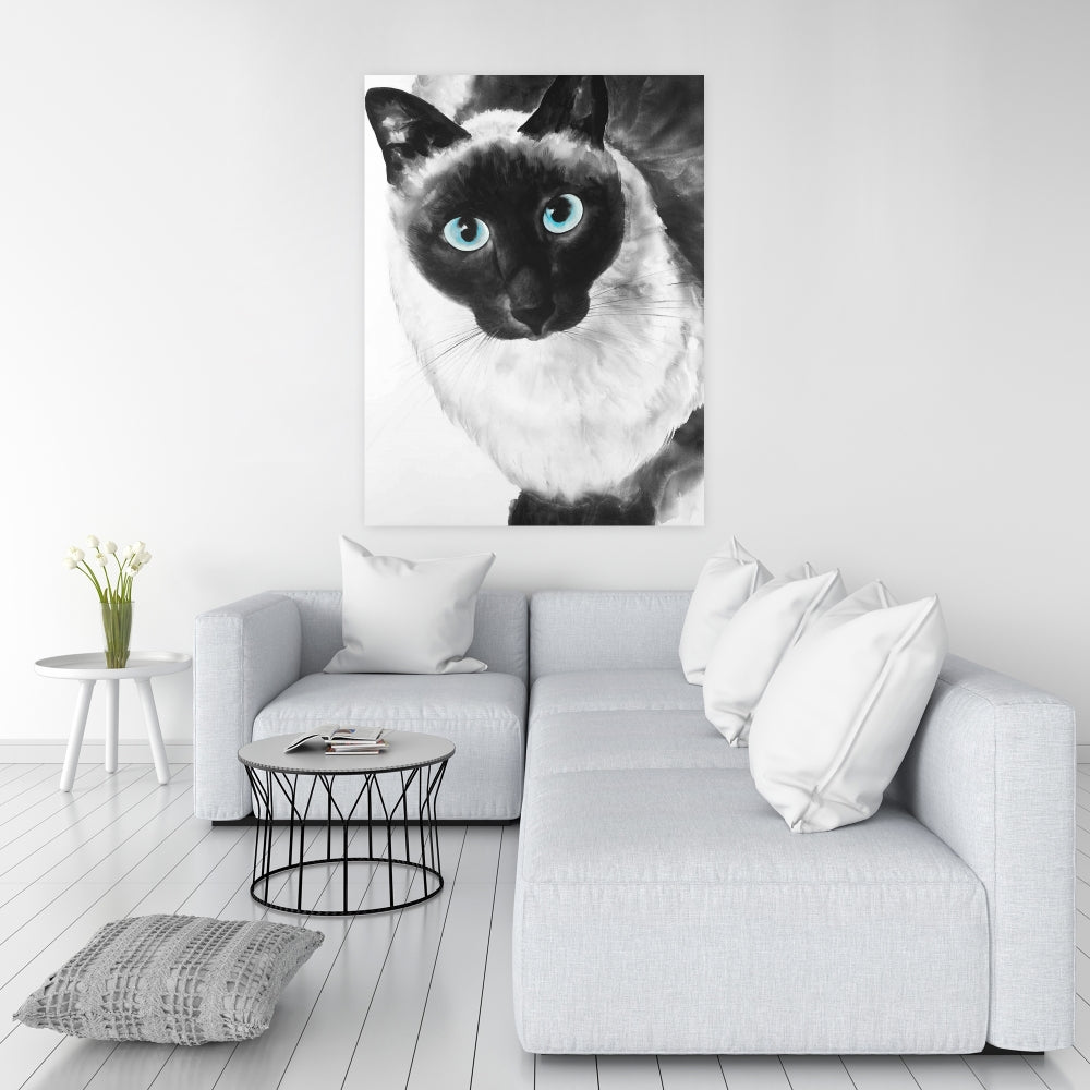 Blue Eyes Siamese Cat Canvas | Minimalist Bedroom Decor