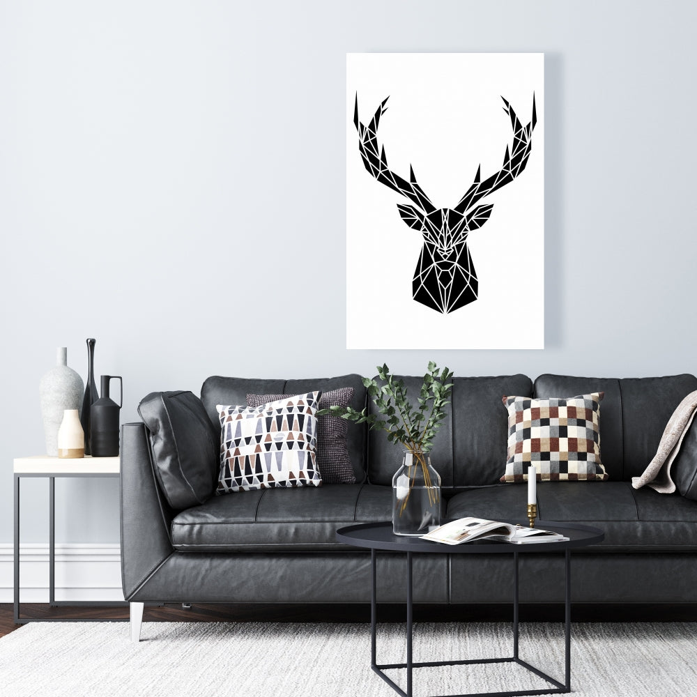 Geometric Deer Head Industrial Canvas - Modern Home Decor