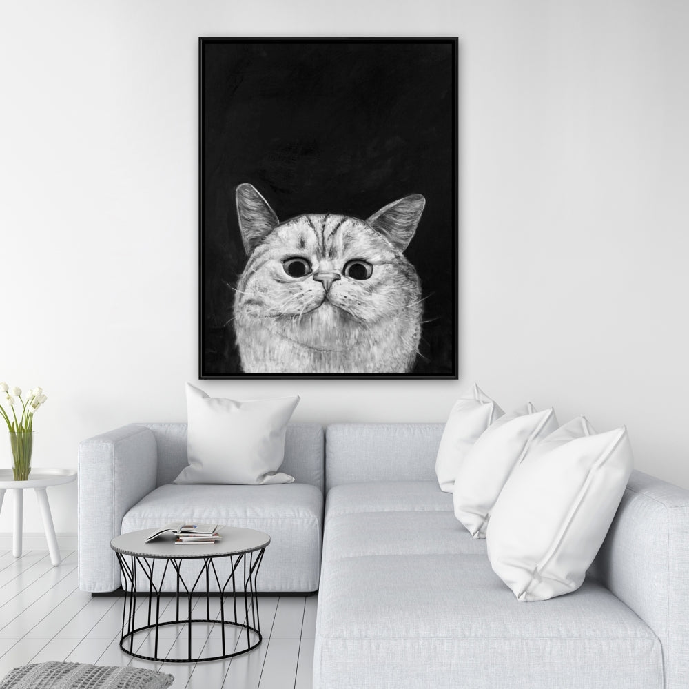 Watching Cat Framed Canvas | Home Decor for Pet Lovers