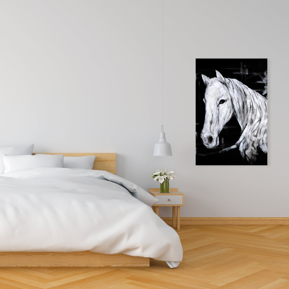 Abstract Horse Profile Canvas | Modern White Home Decor