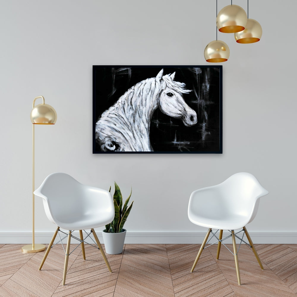 Toile encadrée vue de profil de cheval | Décoration d'intérieur avec animaux de la ferme