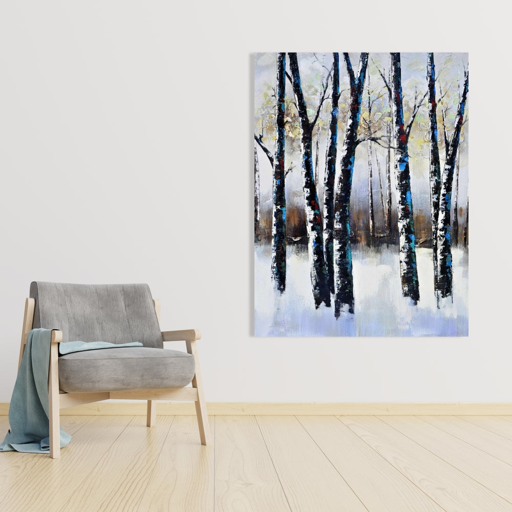 Frosted Trees Canvas | Contemporary Landscape Home Decor
