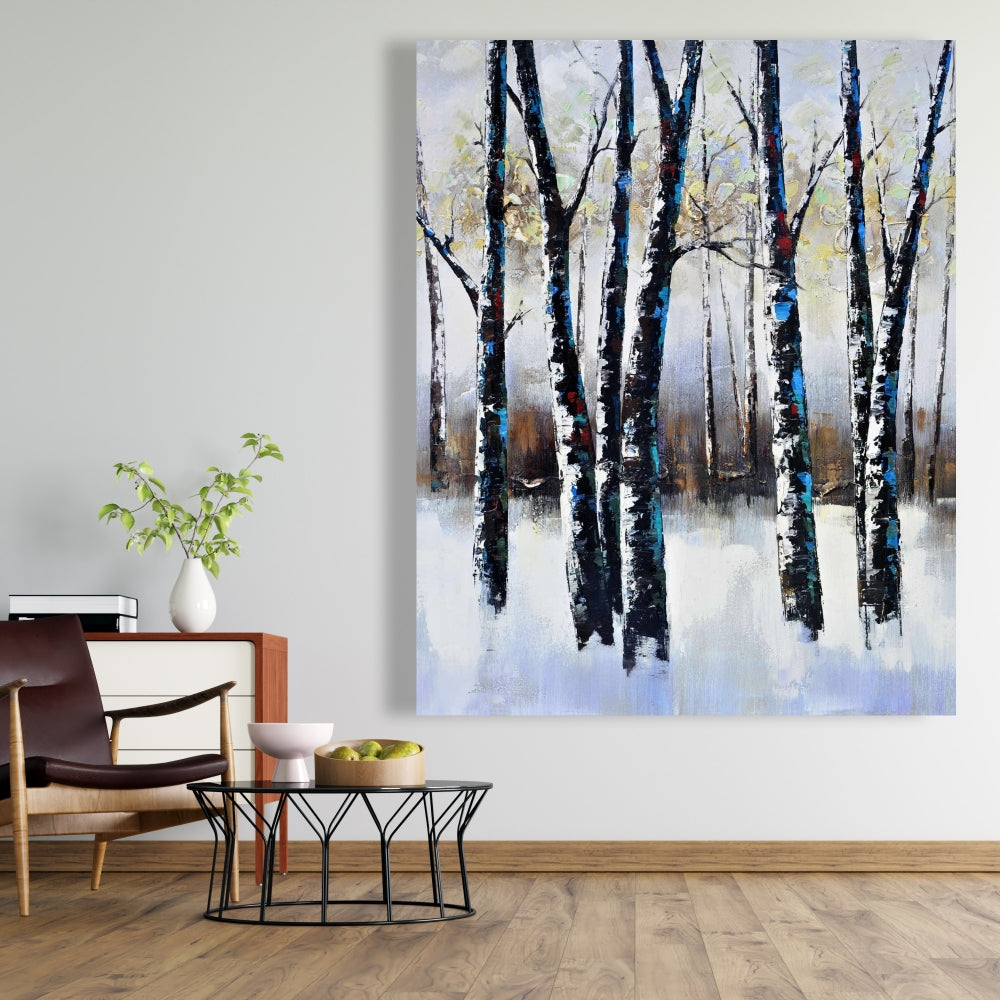 Frosted Trees Canvas | Contemporary Landscape Home Decor