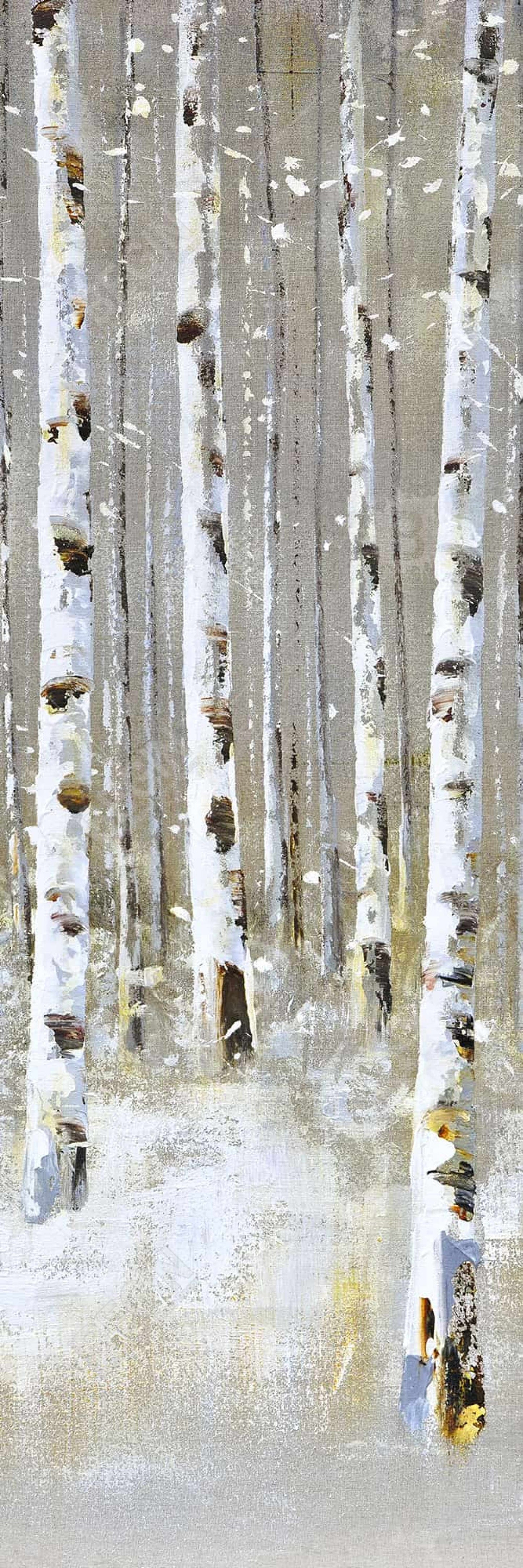 Birch Forest by Winter | Modern Framed Canvas for Home Decor