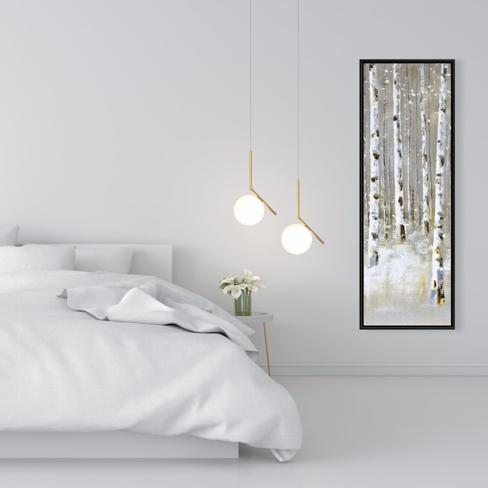 Birch Forest by Winter | Modern Framed Canvas for Home Decor