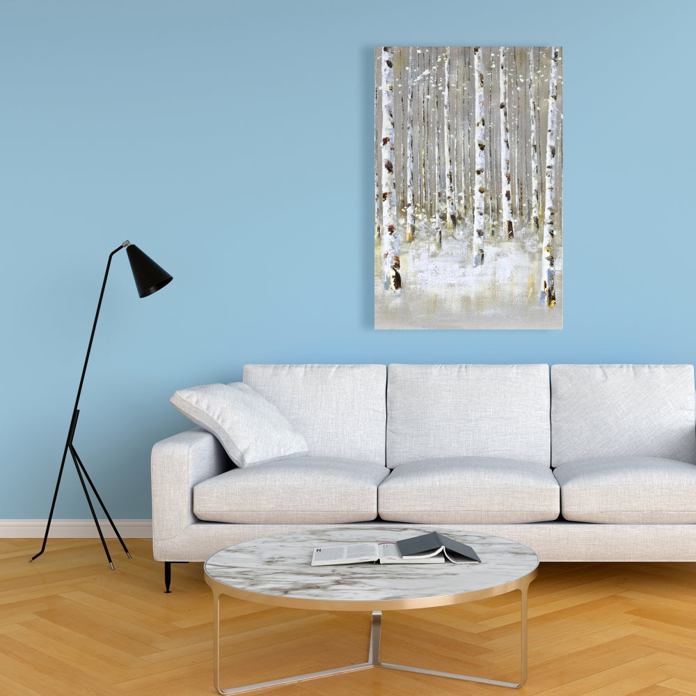Birch Forest by Winter Canvas | Trees Landscapes Bedroom Decor