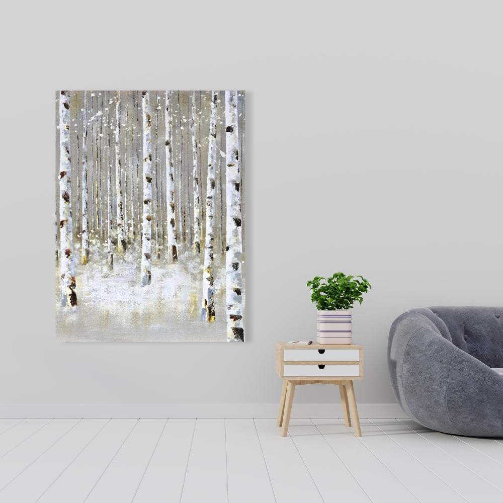 Birch Forest by Winter Canvas | Trees Landscapes Bedroom Decor