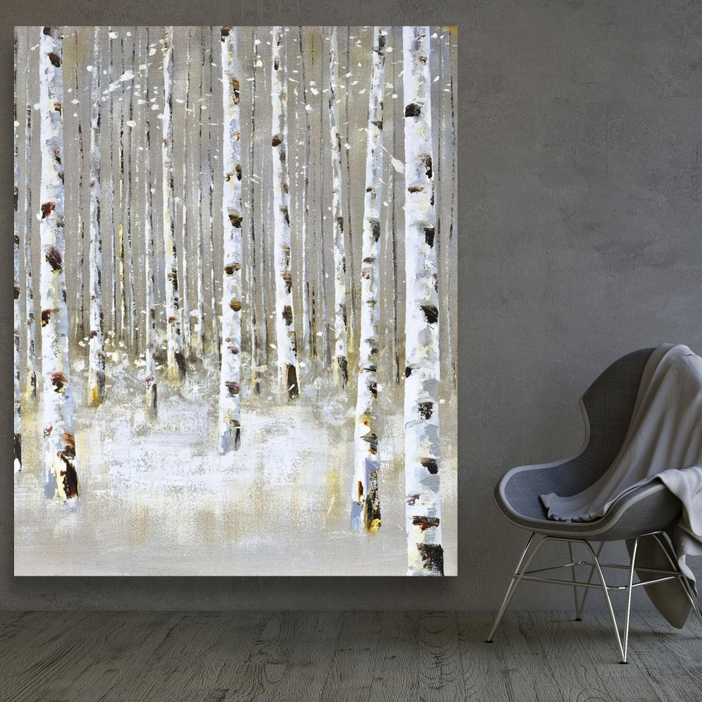 Birch Forest by Winter Canvas | Trees Landscapes Bedroom Decor