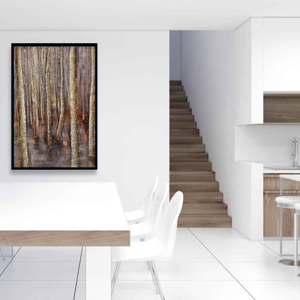 La Forêt Sombre - Décoration de chambre contemporaine sur toile encadrée marron