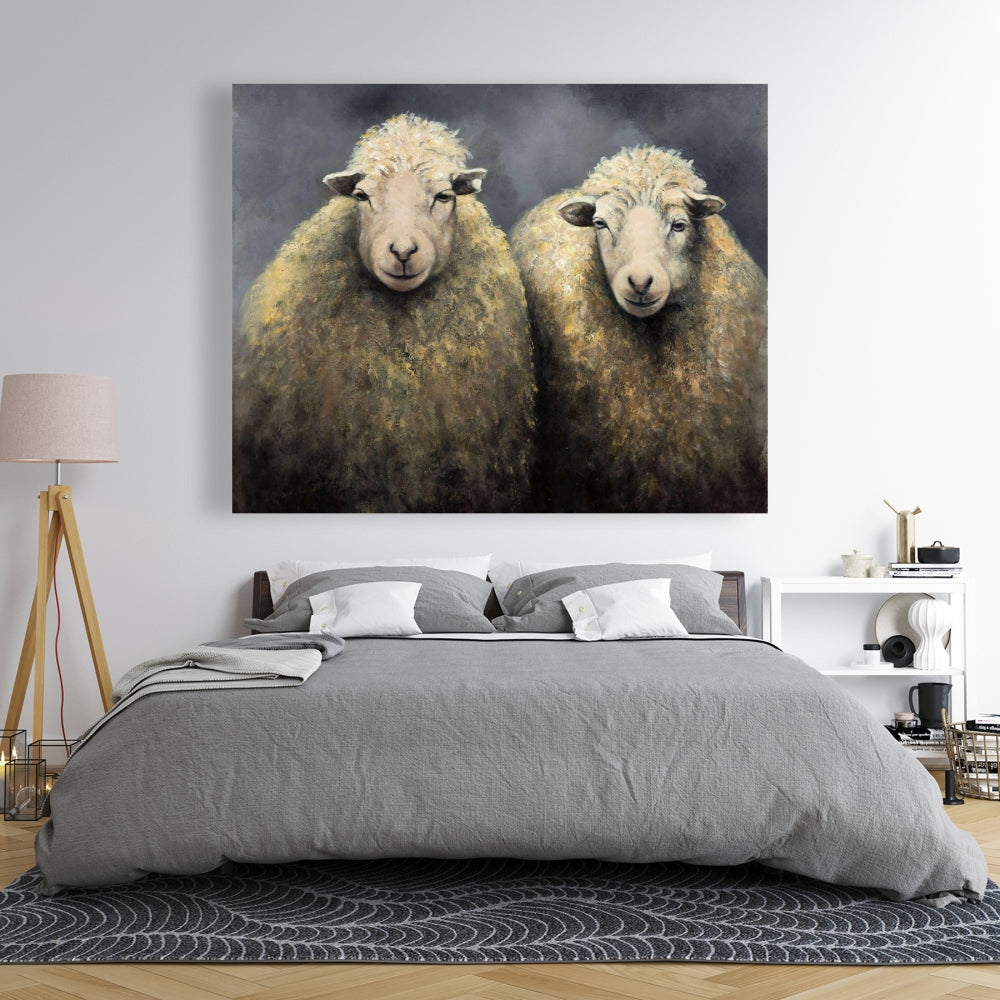 Toile rustique grise pour chambre à coucher – Décoration d'intérieur en laine de mouton
