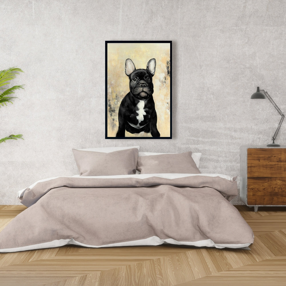 French Bulldog Black Bedroom Canvas | Home Decor Wall Art