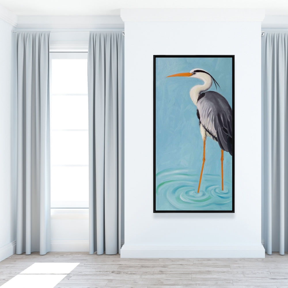 Grey Heron Marine Bedroom Framed Canvas | Home Decor Art