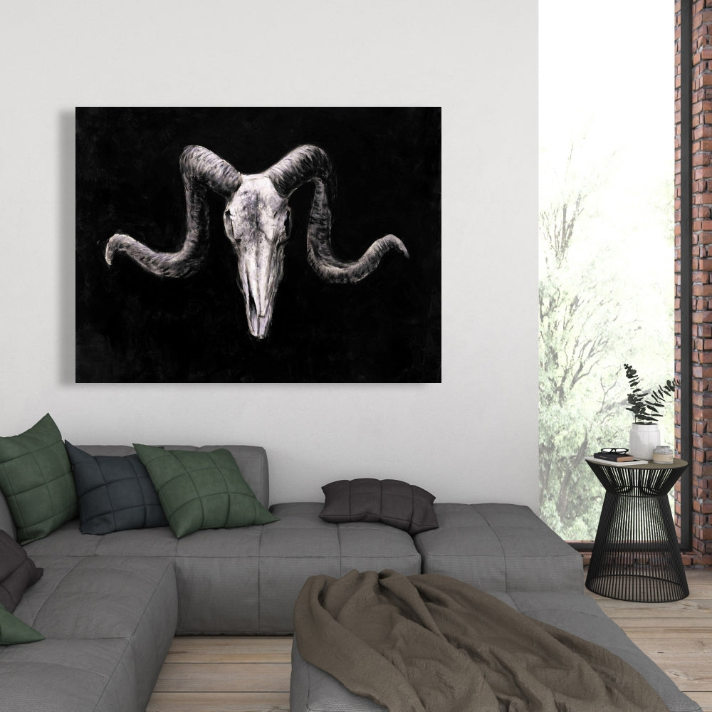 Farm Animals Skull Canvas - Grunge Style Home Decor Art