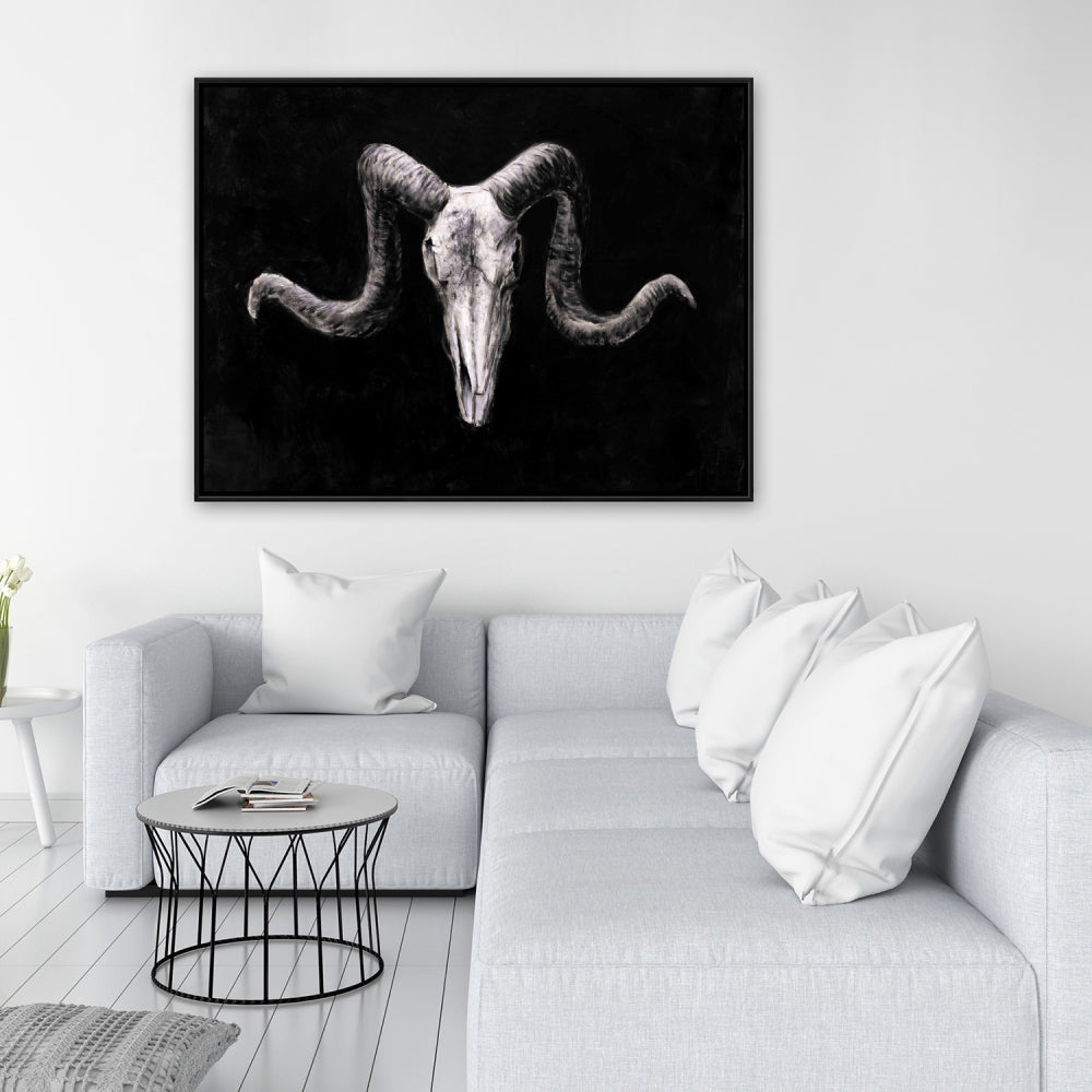 Gray Animals Bedroom Canvas - Skeleton Skulls Grunge Decor