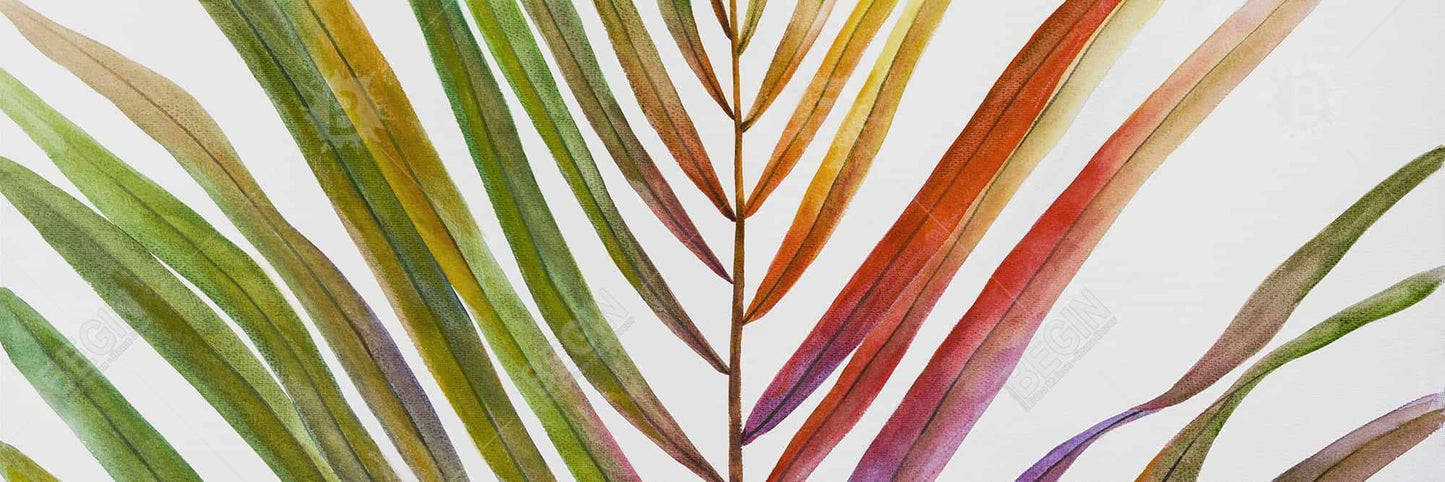 Watercolor Tropical Palm Leaf Canvas - Botanical Blue Decor