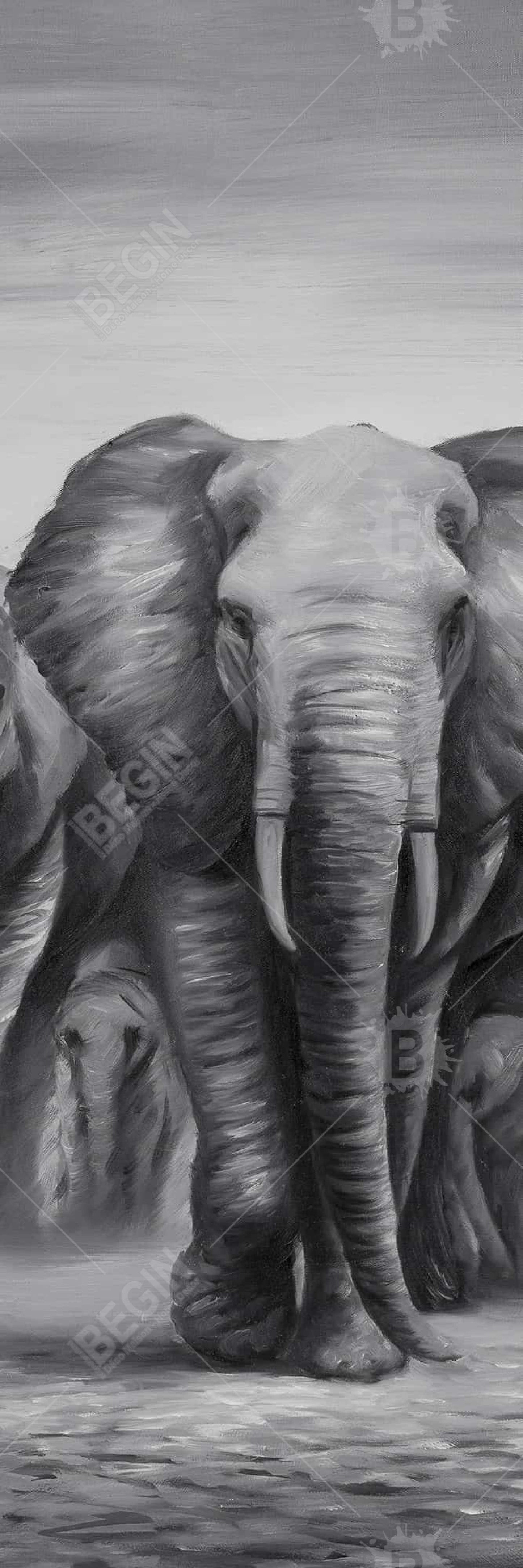 Toile « Troupeau d'éléphants » | Décoration africaine | Décoration de salon