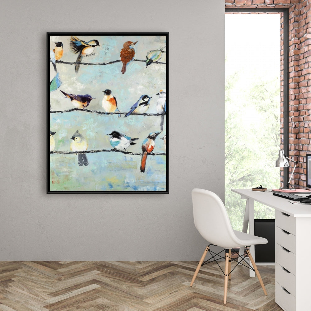 Small Colorful Birds Framed Canvas | Home Decor Wall Art