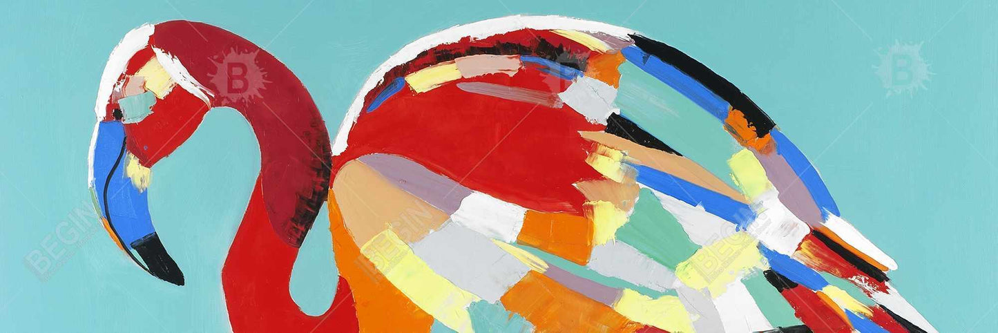 Abstract Flamingo Exotic Red Framed Canvas - Home Decor