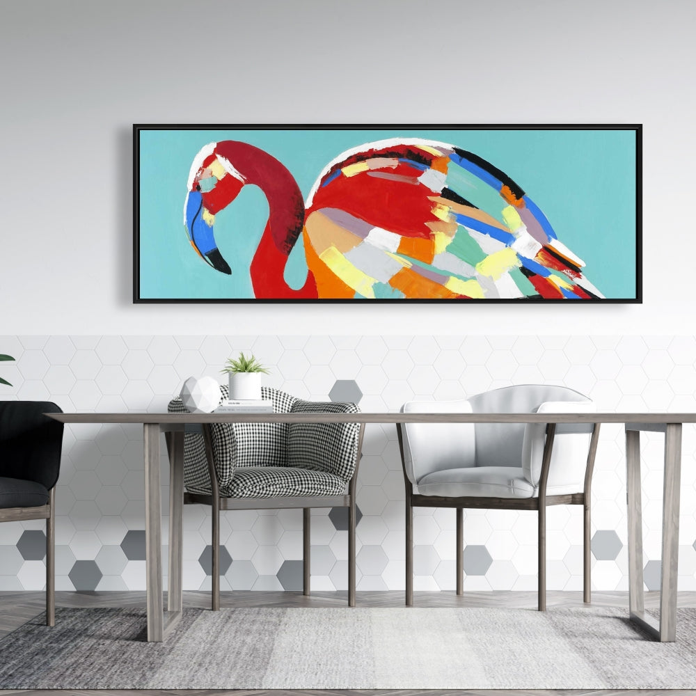 Abstract Flamingo Exotic Red Framed Canvas - Home Decor