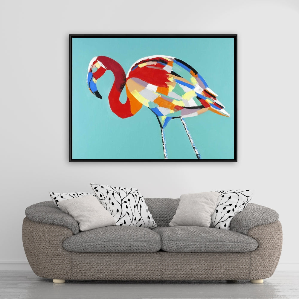 Abstract Flamingo Exotic Red Framed Canvas - Home Decor