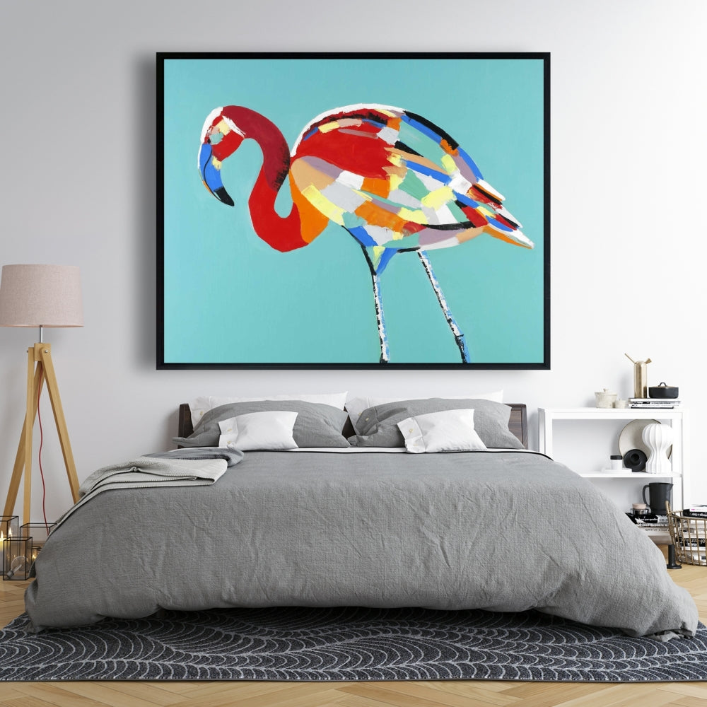 Abstract Flamingo Exotic Red Framed Canvas - Home Decor