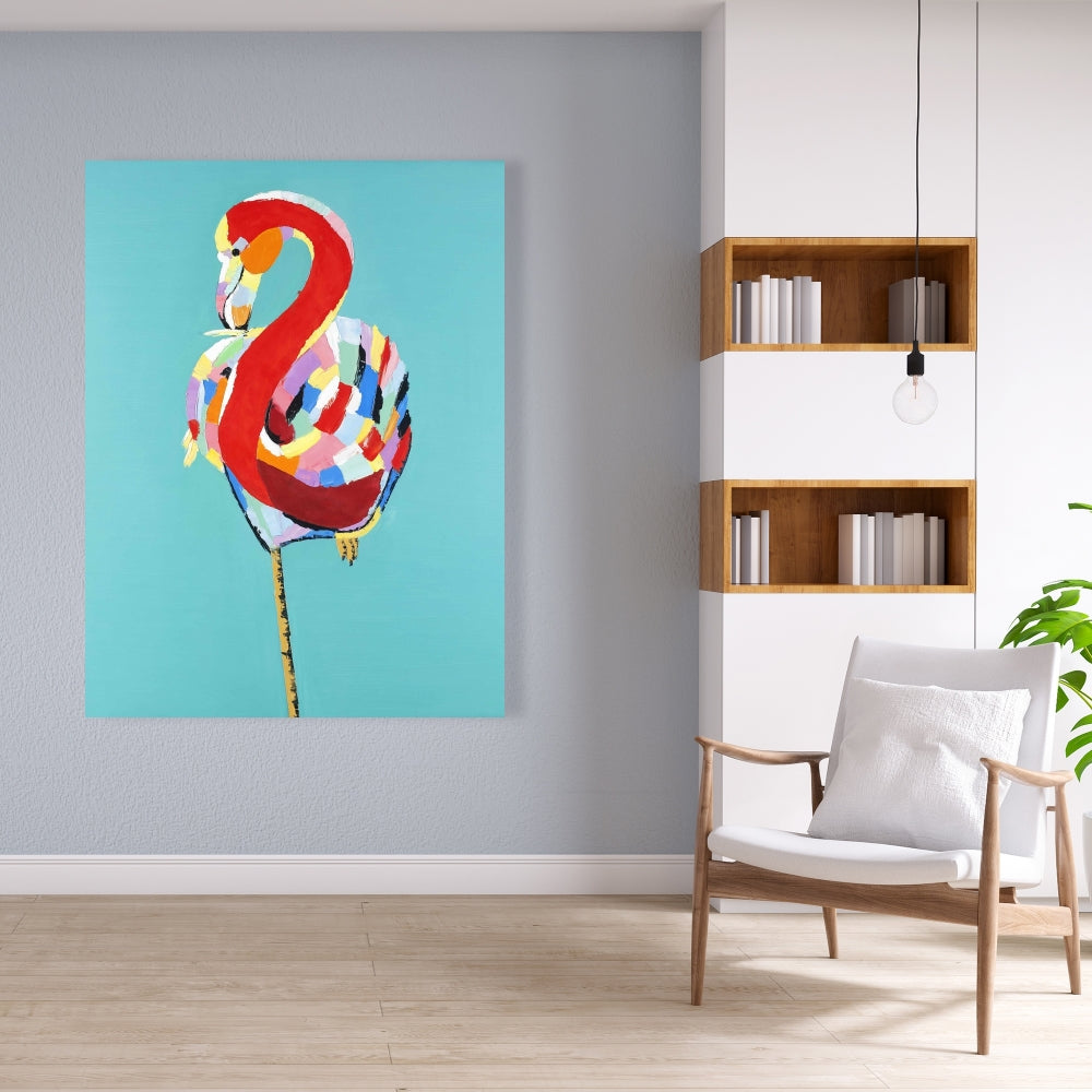 Colorful Flamingo Canvas - Exotic Red Animals Home Decor