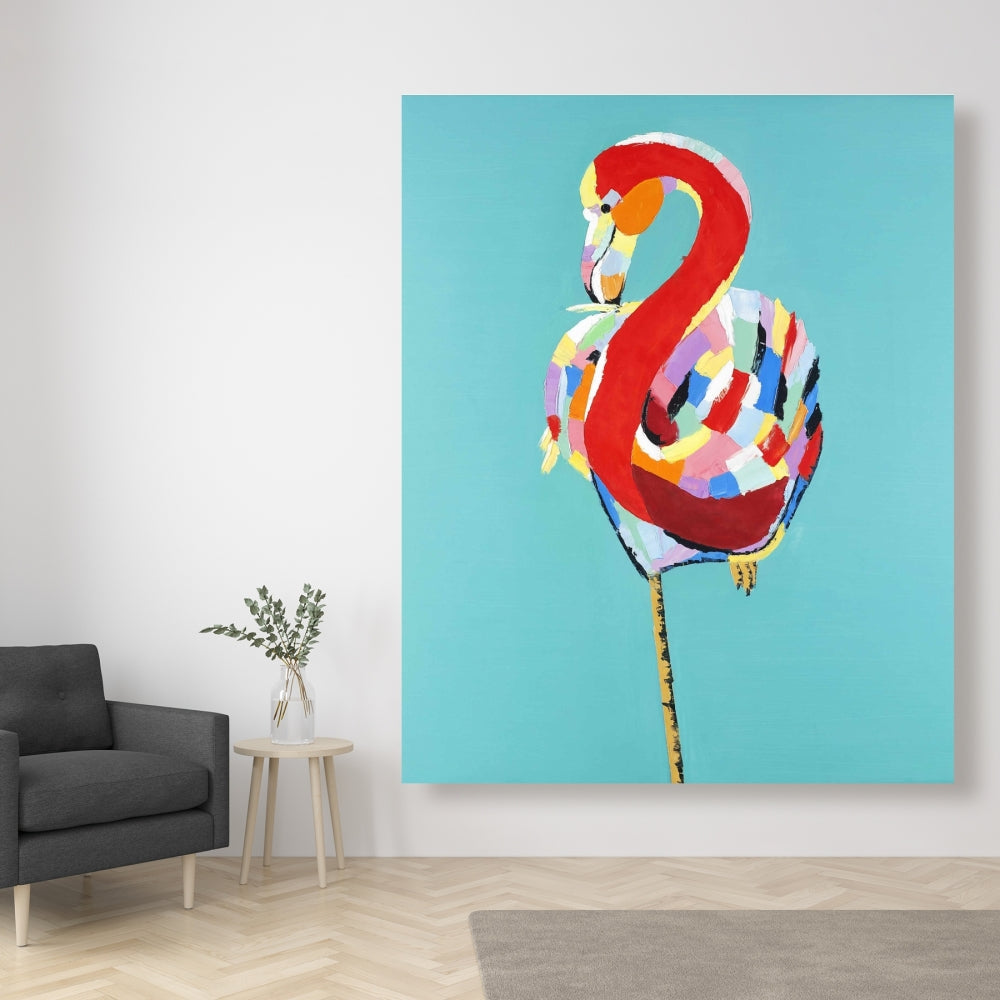 Colorful Flamingo Canvas - Exotic Red Animals Home Decor