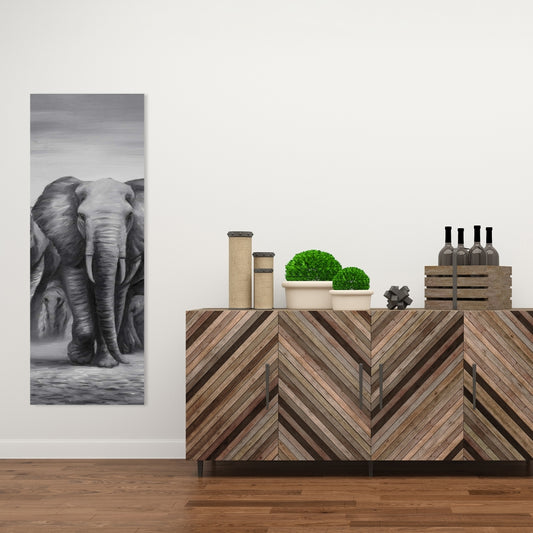Herd of Elephants Canvas - African Wildlife Decor for Living Room