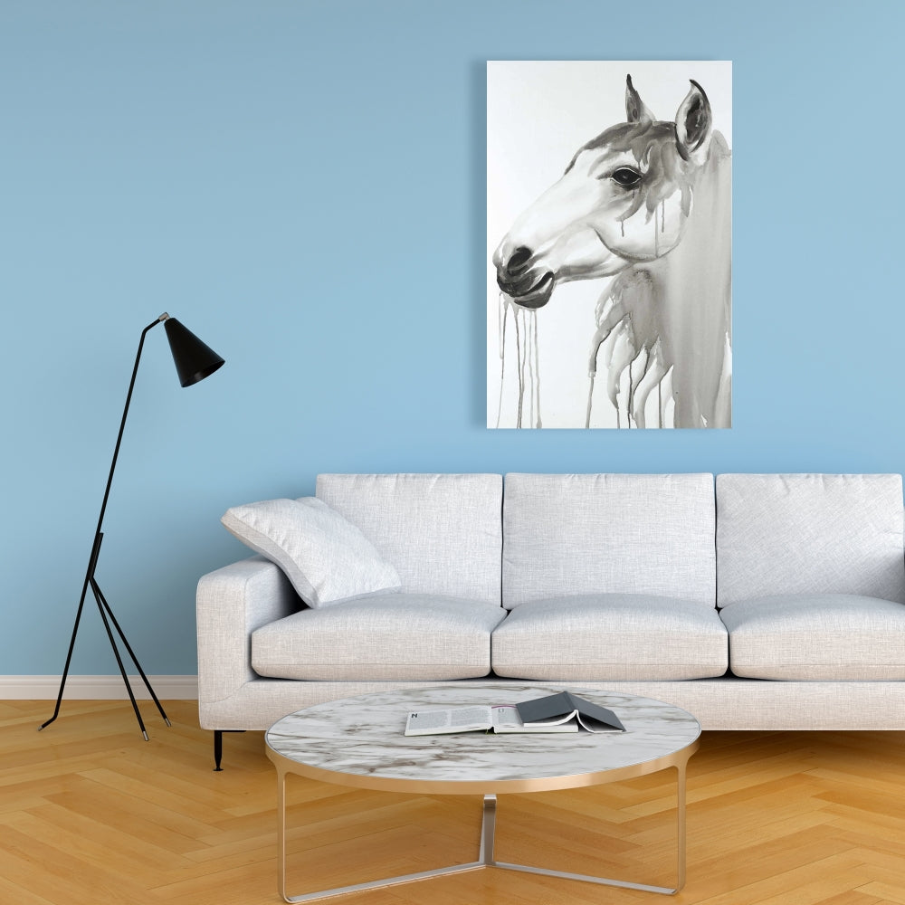 Beautiful White Horse Canvas | Minimalist Bedroom Decor