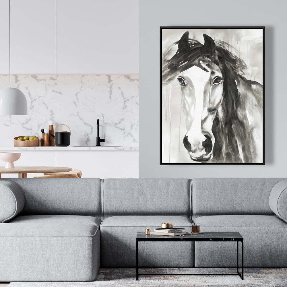Beautiful Wild Horse Framed Canvas | Minimalist Bedroom Decor