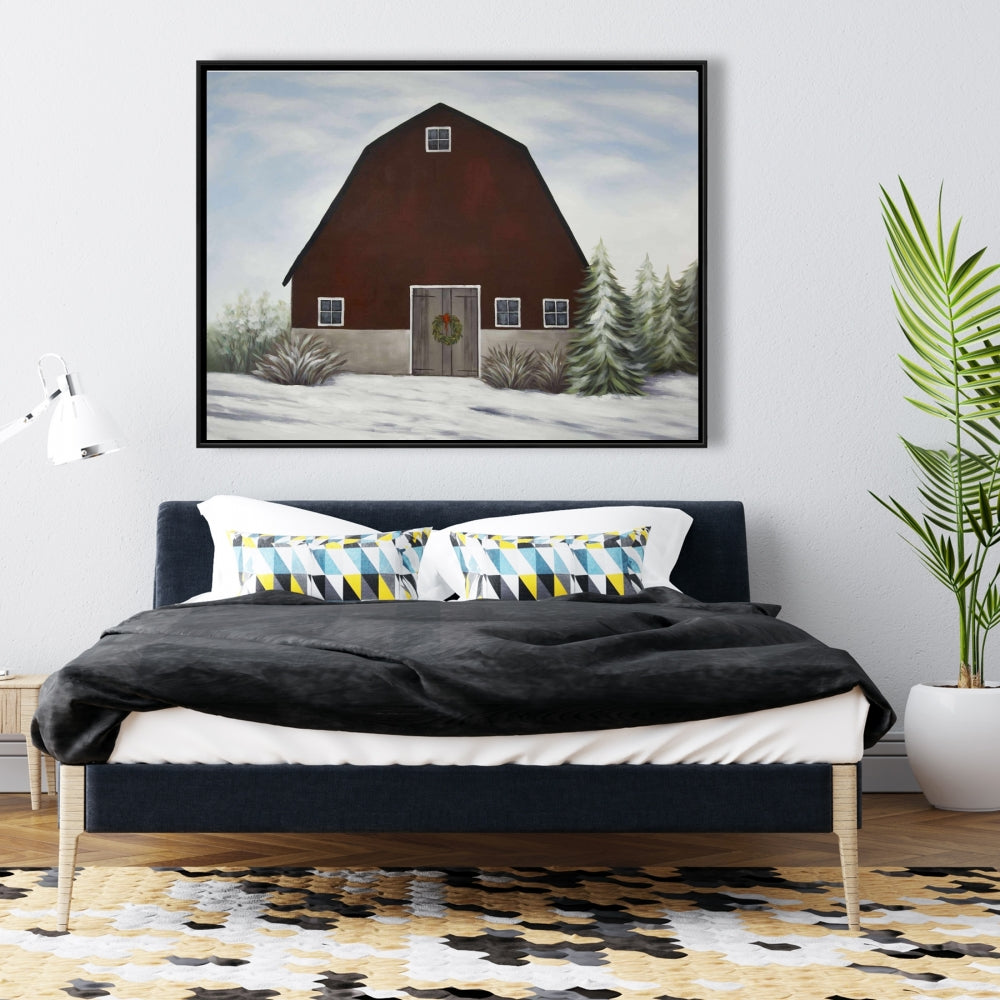 White Bedroom Rustic Canvas - It's Winter on the Farm Decor