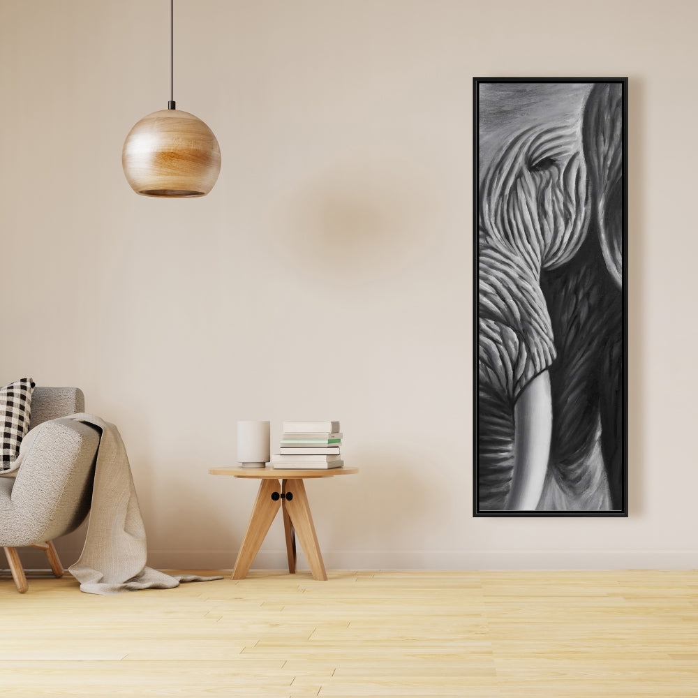 Elephant Gray Framed Canvas - Elegant Livingroom Wall Art