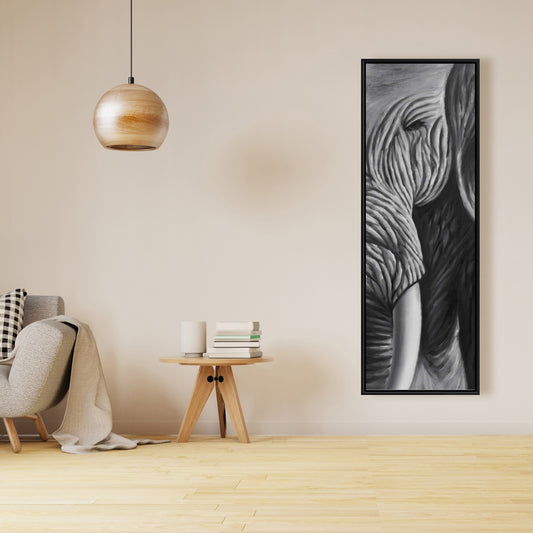 Toile encadrée gris éléphant – Décoration murale élégante pour salon