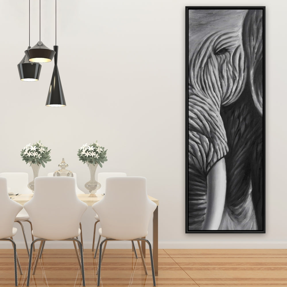 Elephant Gray Framed Canvas - Elegant Livingroom Wall Art