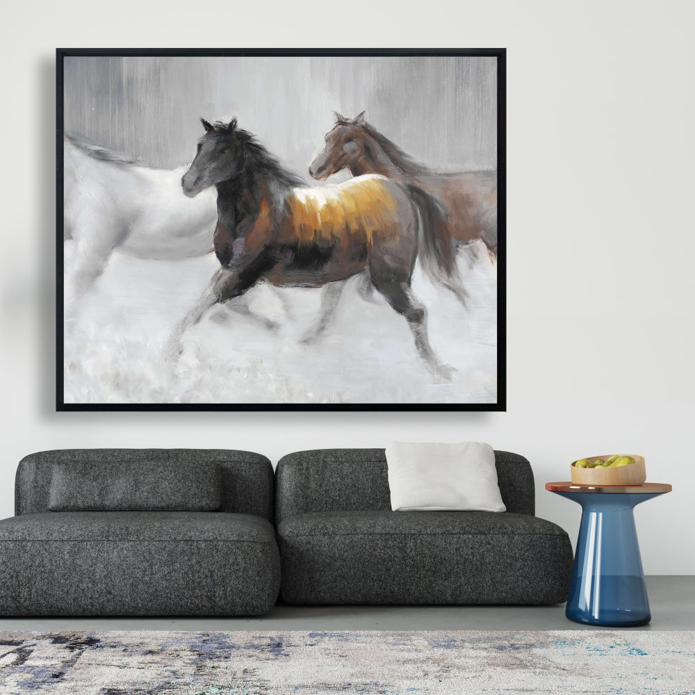Toile encadrée Troupeau de chevaux sauvages | Décoration de chambre contemporaine