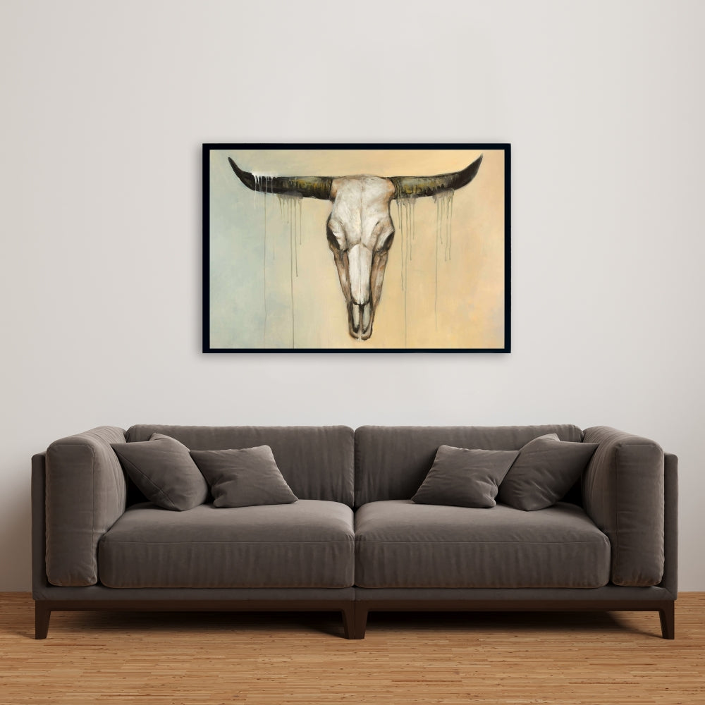 Bull Skull Farm Animal Decor | Framed Canvas for Bedroom