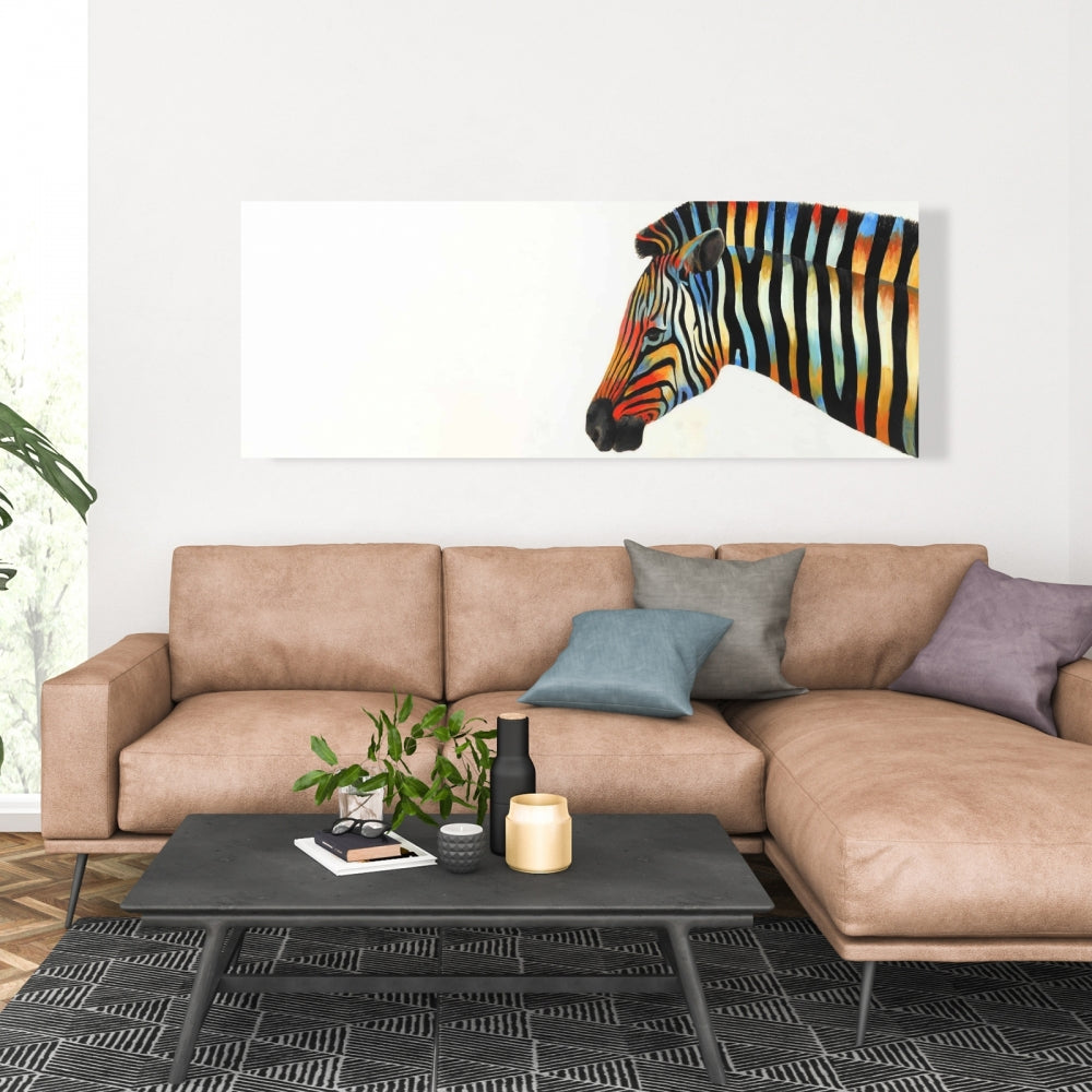 Colorful Zebra Exotic Canvas - Animal Bedroom Home Decor