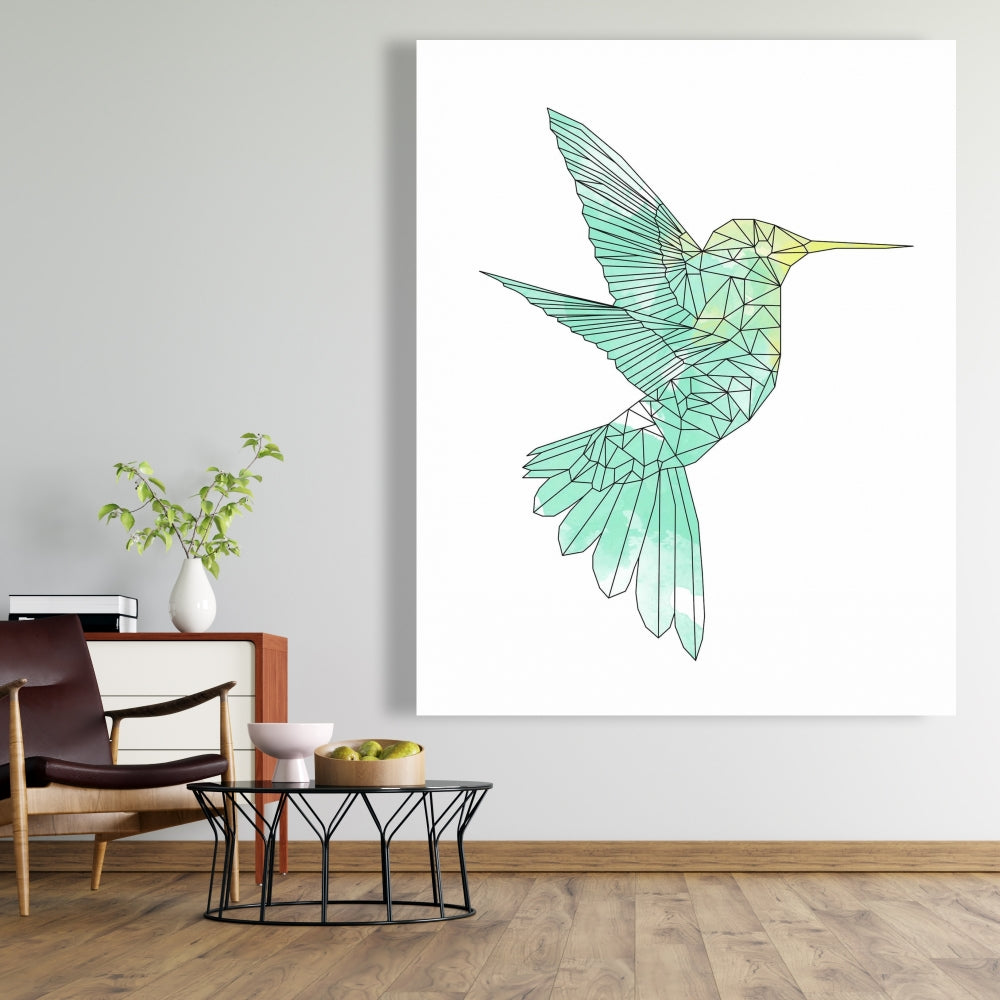 Geometric Hummingbird Canvas - Shapes Animals Home Decor
