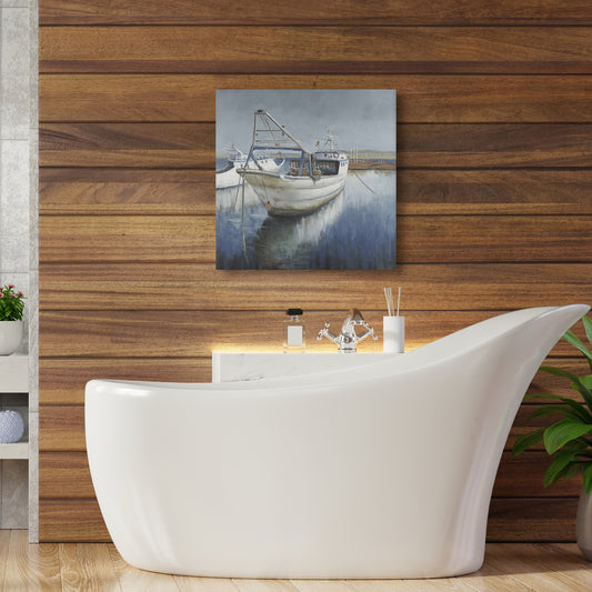 Blue Fishing Boat Canvas - Coastal Home Decor Wall Art