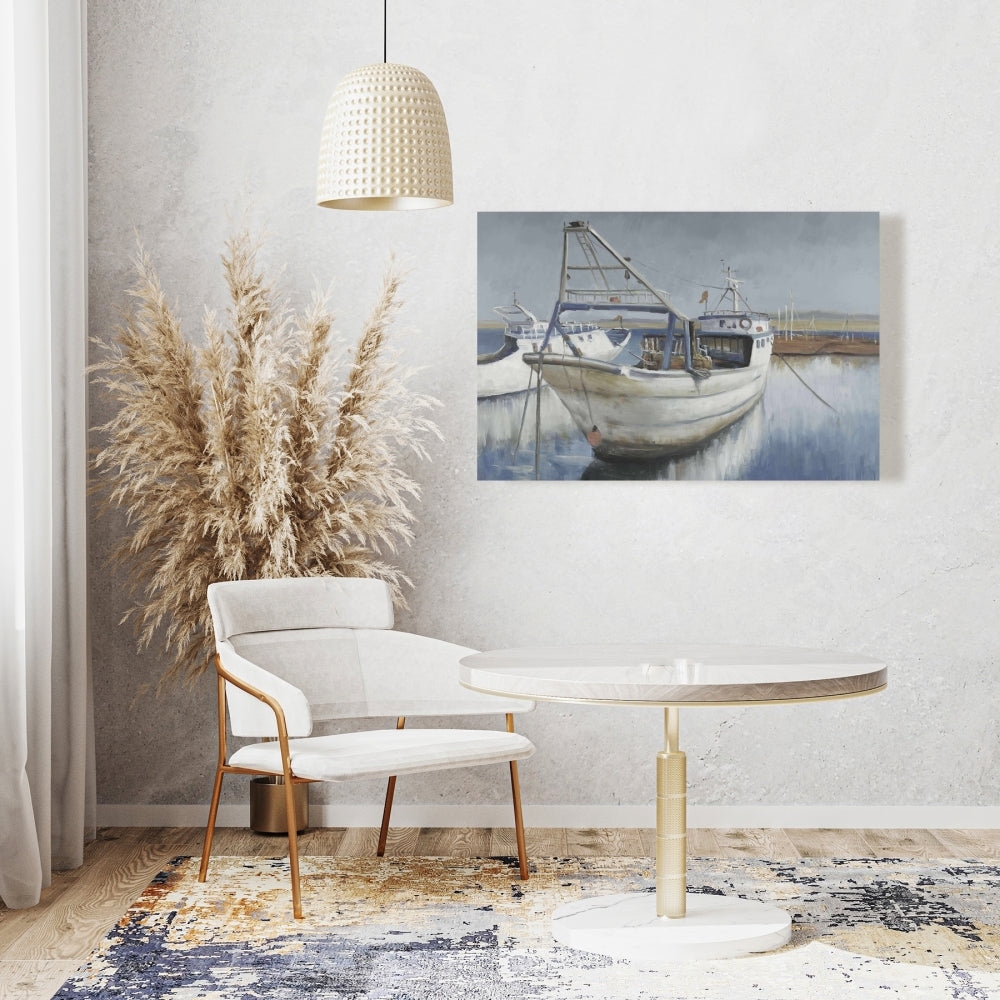 Blue Fishing Boat Canvas - Coastal Home Decor Wall Art