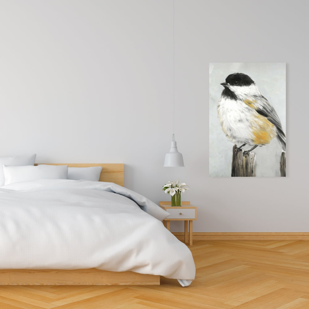 Coal Tit Bird Canvas - Gray Wall Art Decor for Home