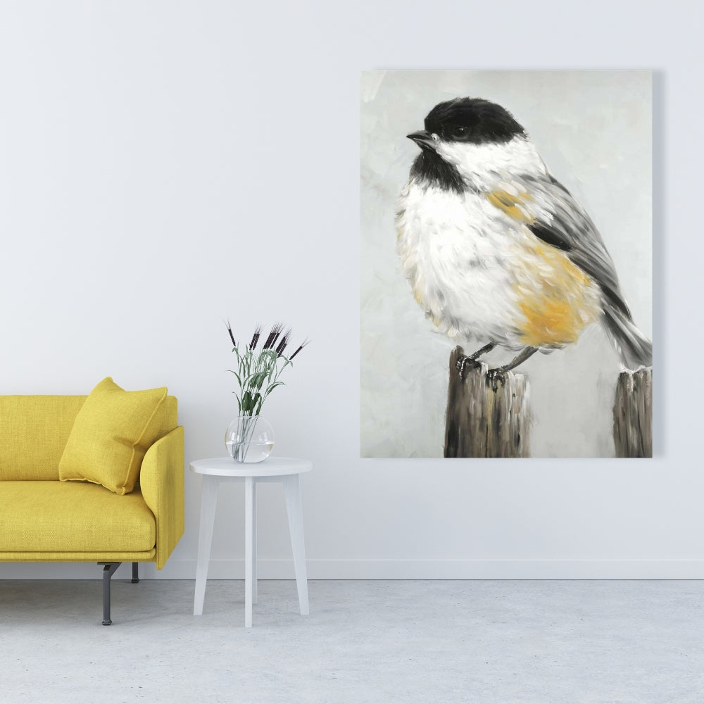 Coal Tit Bird Canvas - Gray Wall Art Decor for Home
