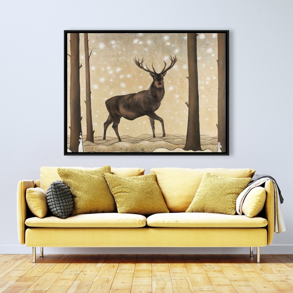 Roe Deer in Winter Landscape Framed Canvas | Home Decor