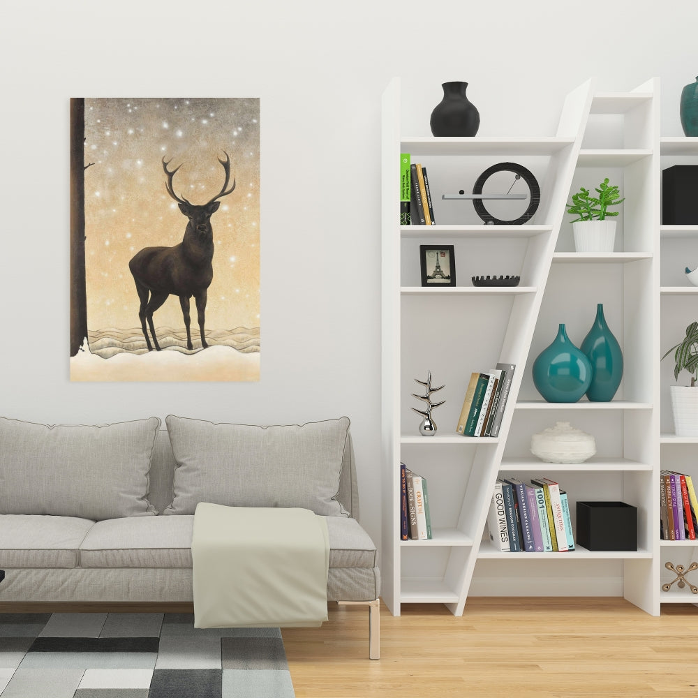 Brown Deer Rustic Canvas - Roe Deer in Winter Home Decor
