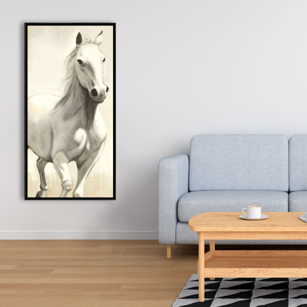 Gallant White Horse Canvas | Rustic Farm Animal Bedroom Decor