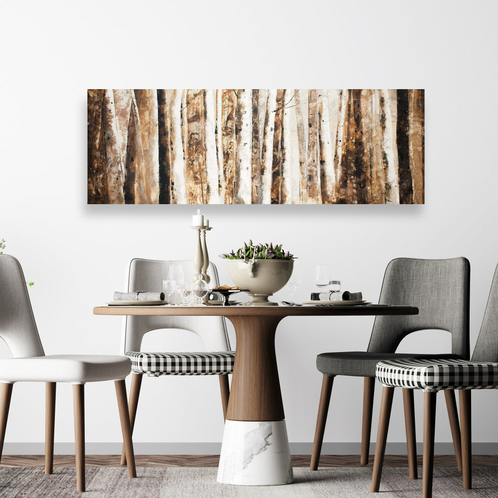 Modern Trees Brown Canvas | Abstract Forest Wall Art Decor