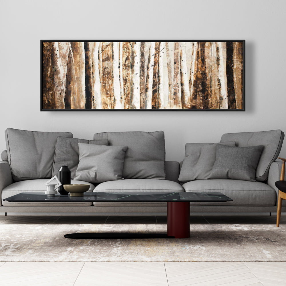 Toile encadrée moderne abstraite représentant des arbres forestiers | Décoration d'intérieur