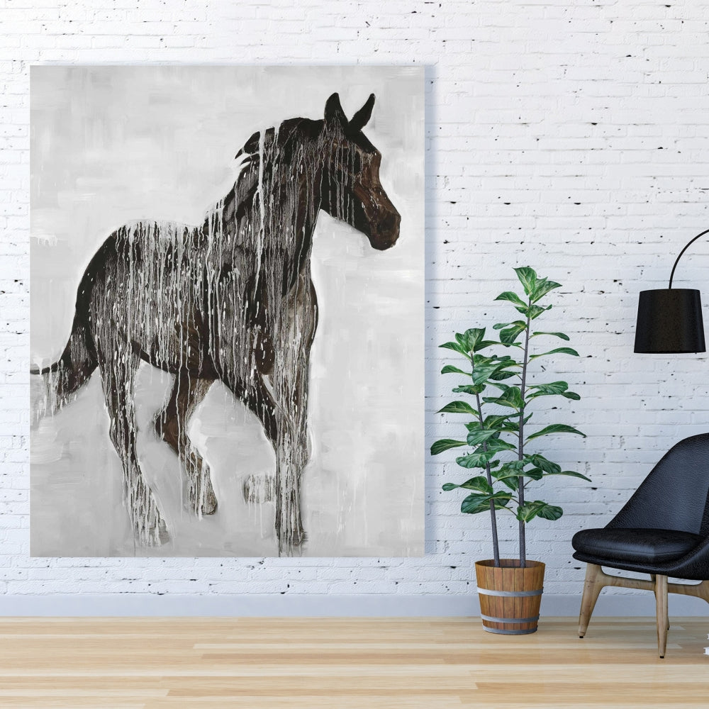 Industrial Brown Canvas - Abstract Brown Horse | Home Decor