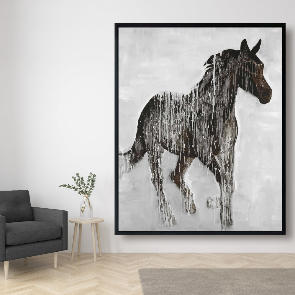 Toile abstraite représentant un cheval brun | Décoration murale animalière